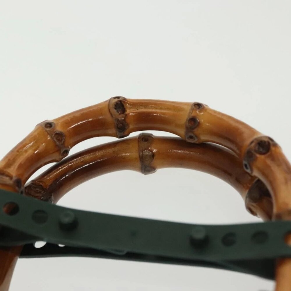 GUCCI Bamboo Hand Bag Nylon 2way Black Silver 007 2040 0275 Auth 141697 - Picture 9 of 16